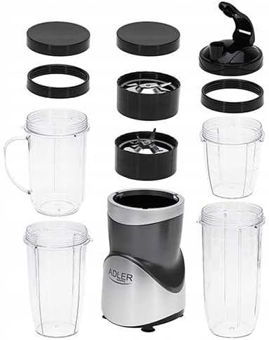 ADLER Blender Smoothie Set, Leistungsstarker Motor, Kapazität 700ml, 1200W Max.