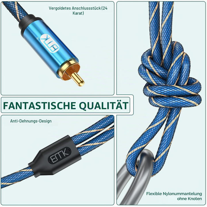 EMK Cinch Kabel, AUX 3,5mm klinke auf 2RCA Audiokabel Stereo Audio Y Geflochtener Nylon RCA Kabel Ja