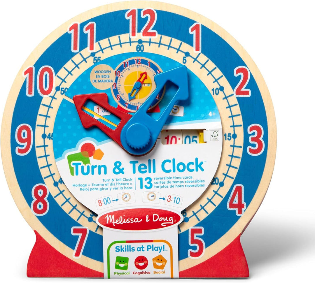 Melissa & Doug - Lernuhr aus Holz, Entwicklungsspielzeug, motorische Fähigkeiten, für Kinder ab 3 Ja