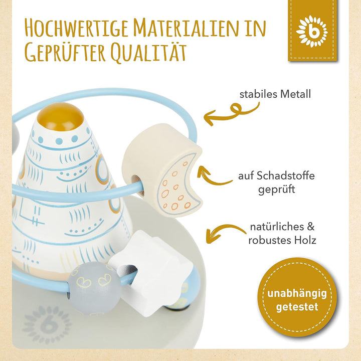 Bieco Motorikschleife Rakete | Motorikspielzeug ab 1 Jahr | Niedliches Labyrinth Spiel in Raketen De