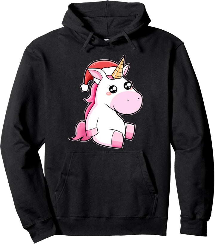Weihnacht Einhorn mit Weihnachtsmütze Xmas Einhorn Pullover Hoodie