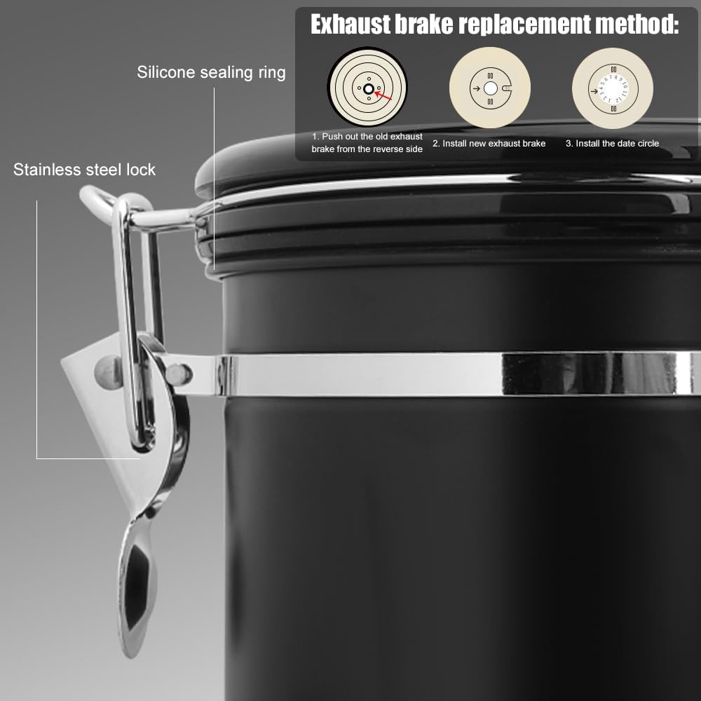 Kaffeebohnen Behälter (1,8L),Kaffeedose Luftdicht,kaffeedose,Edelstahl Material,geeignet Für Kaffeeb