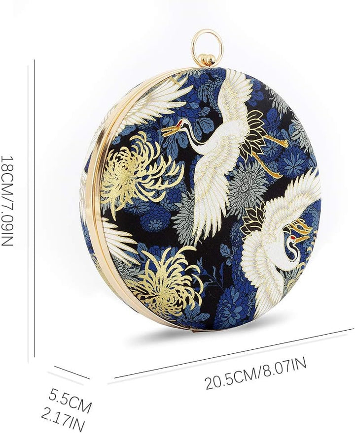 Damen Abend-Clutch, Designer-Abendhandtasche, Party-Clutch-Geldbörse Blue-big Round, Blue-big Round