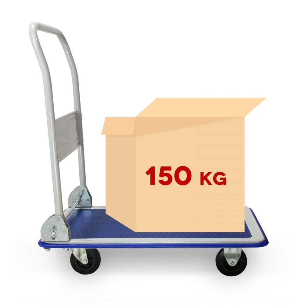 Grafner Industrie Plattformwagen mit pannensicheren Reifen, klappbar, 150 kg Tragkraft, Antirutsch-B