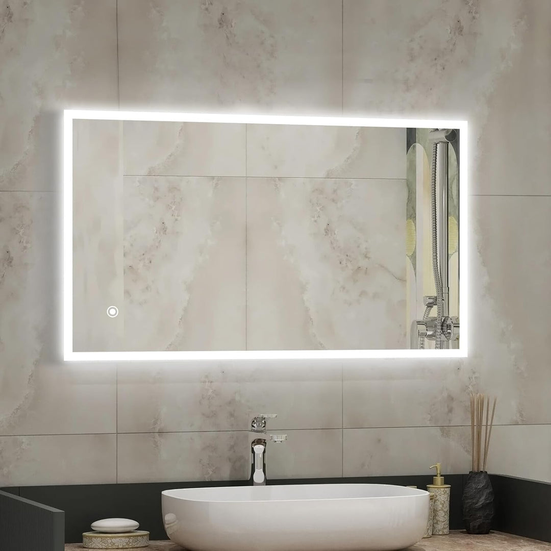 Badezimmerspiegel, 60x100cm LED Badspiegel mit Beleuchtung, Wandspiegel mit Touch-Schalter Kaltweiss