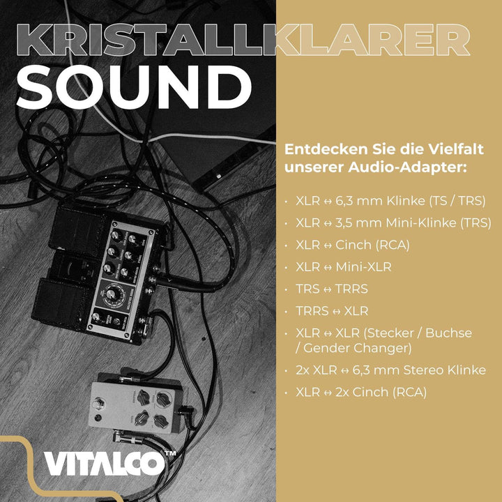 XLR Stecker auf 2x Cinch Buchse Adapter Mikrofon 3 Polig auf Chinch Audio Kabel Adapter XLR Male 2x