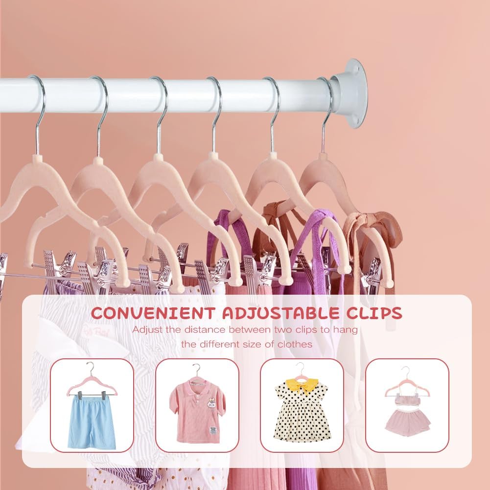Stormix Baby Kleiderbügel, 14er-Pack Hosenbügel mit Clips, 30 cm rutschfeste Kleiderbügel, Robuste K
