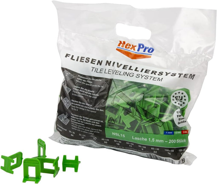 Fliesen Nivelliersystem 1mm 1,5mm 2mm Laschen, Fliesenstärke bis 15mm Fliesenkeile, Verlegehilfe Set