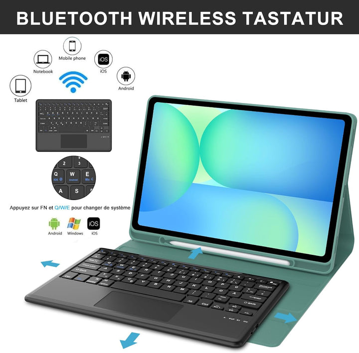 Tastatur für Samsung Galaxy Tab S10 FE+ Plus 13.1 Zoll 2025 mit Touchpad, Hülle mit Tastatur für Tab