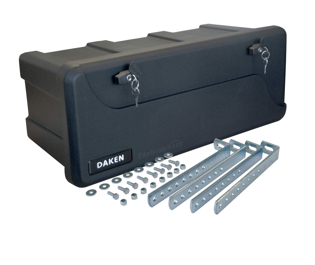 Blackit L - 750 x 300 x 355 mm + Montagesatz VH401 Edelstahlhaus, Deichselbox mit 2 Schlösser, Werkz