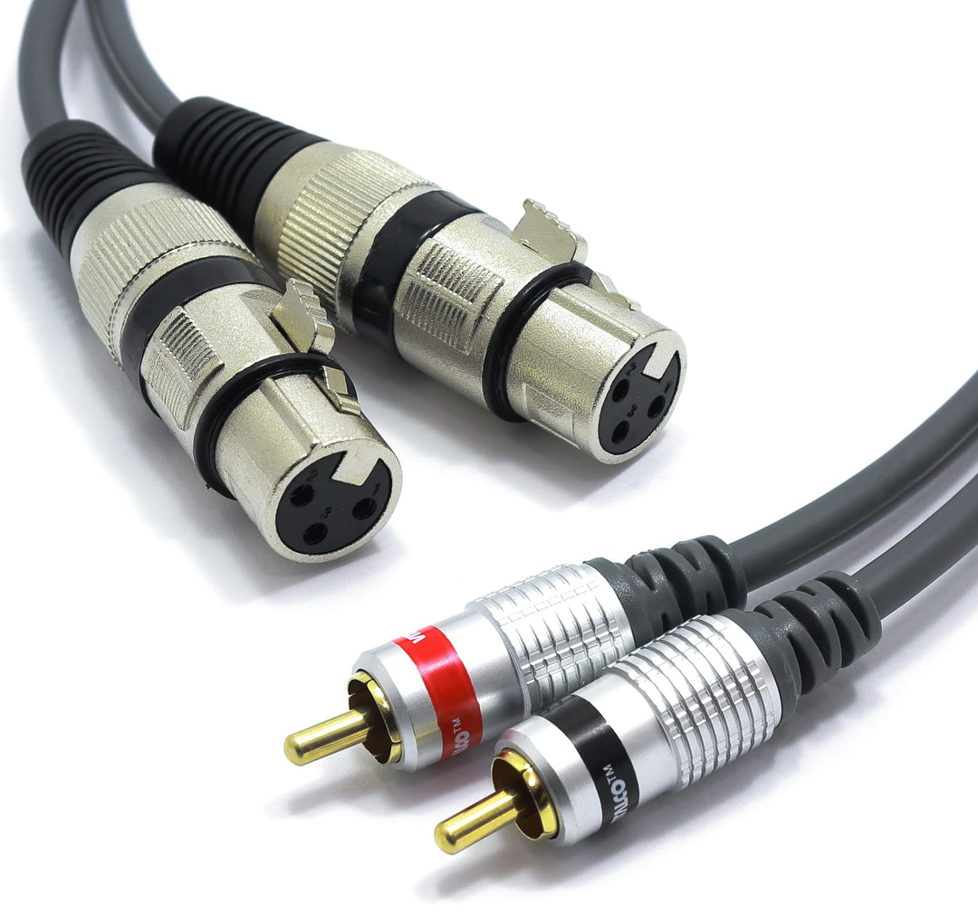 2x XLR Buchse auf 2x Cinch Stereo Kabel 1.5m Mikrofonkabel 3 Polig auf Chinch Adapter 2-XLR-F/2RCA 1