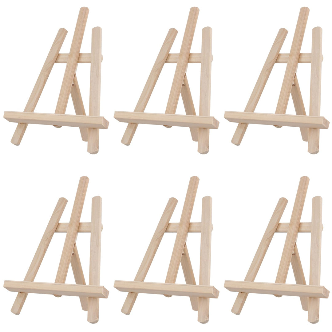 6 Stück Mini Staffelei Holz, 21 x 28cm Tischstaffelei, Kiefernholz Kleine Staffelei für Malerei, Aus