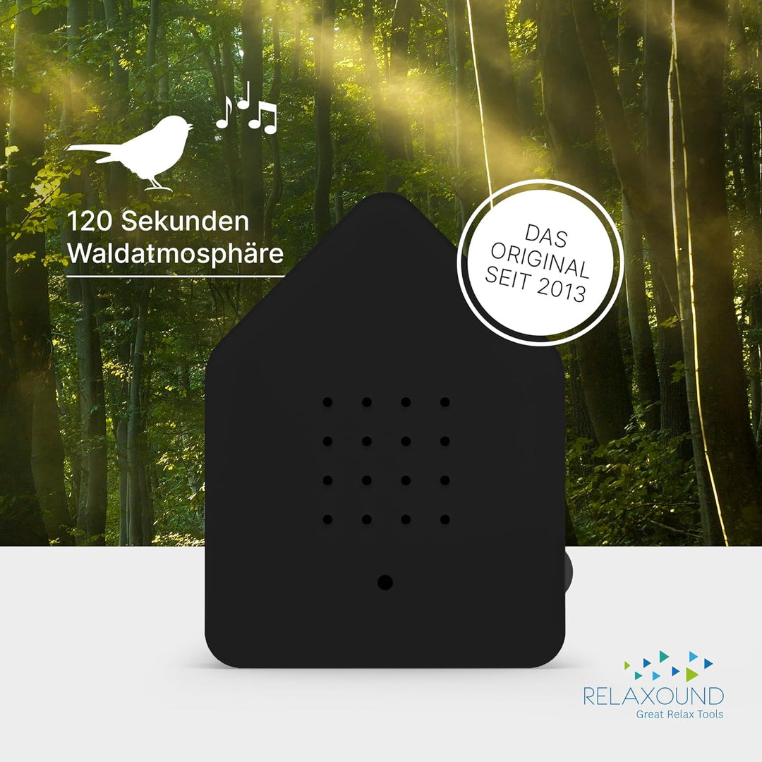 RELAXOUND ORIGINAL Zwitscherbox Black Dark – Moderne Vogelgezwitscher Box – Entspannender Vogelgesan