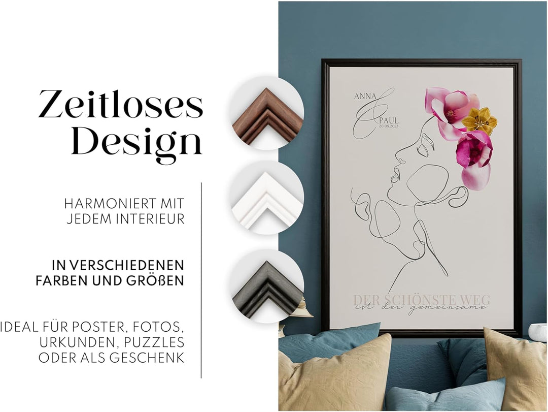 Artower® Bilderrahmen Vintage Schwarz Holz Rahmen für DIN A2 42 x 59,4 cm | Posterrahmen Gross für C
