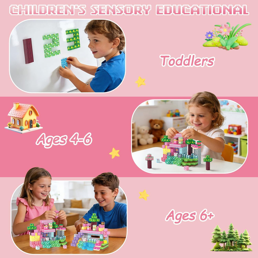 Magnetische Bausteine 200 Stück, Magnetbausteine Kinder ab 3 Jahre, Magnetic Blocks für Jungen Mädch