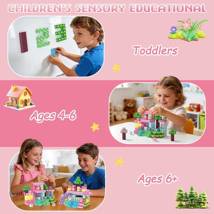 Magnetische Bausteine 200 Stück, Magnetbausteine Kinder ab 3 Jahre, Magnetic Blocks für Jungen Mädch