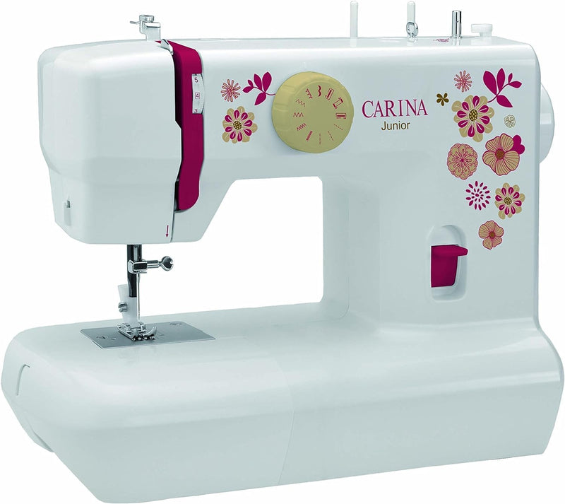 Carina Junior - Mechanische Nähmaschine für Näh-Einsteiger & Anfänger mit Griff, 6 Stichprogrammen,