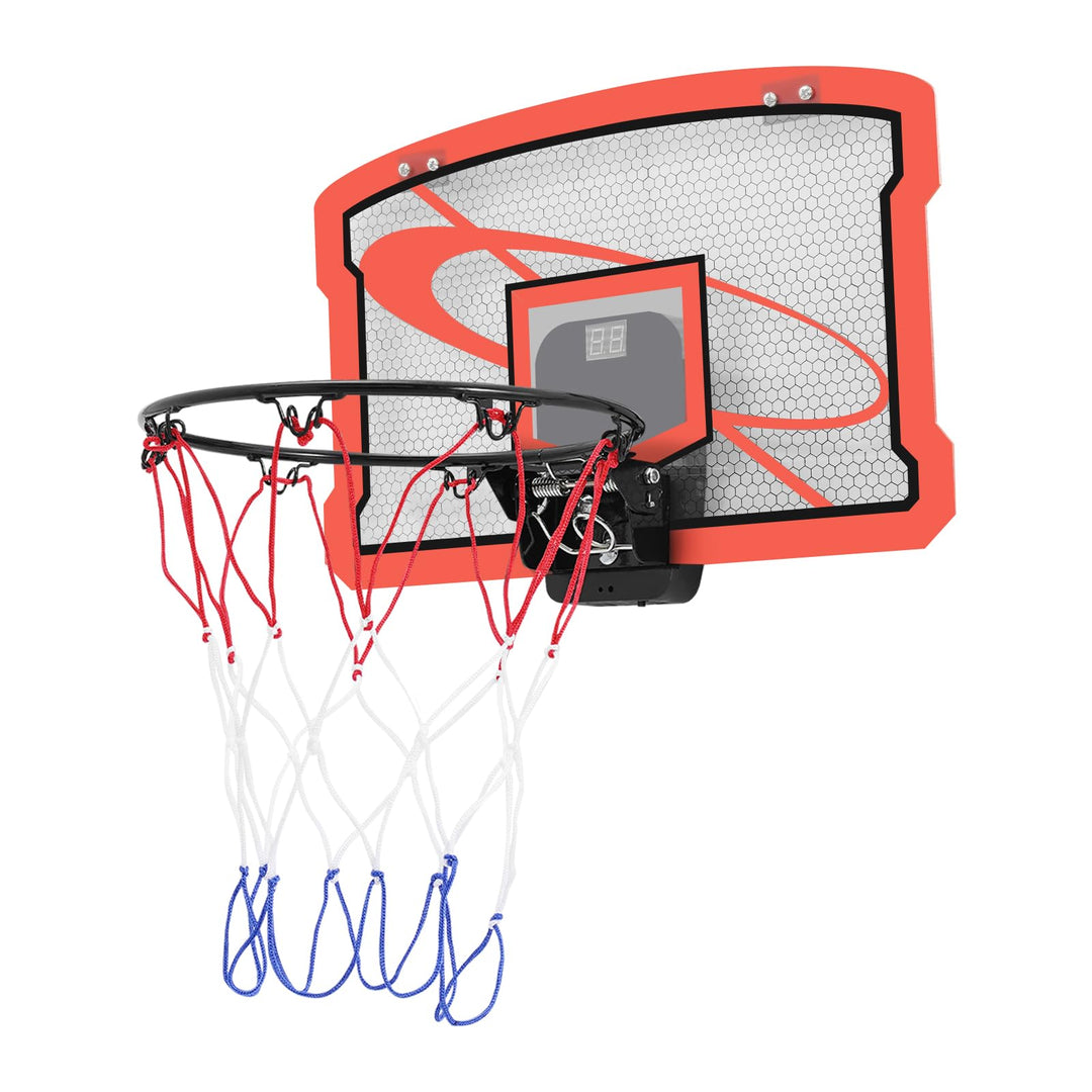 Kinder Basketballkorb Indoor für Tür & Wand, Mini Basketball Set mit Elektronischer Anzeigetafel, 2