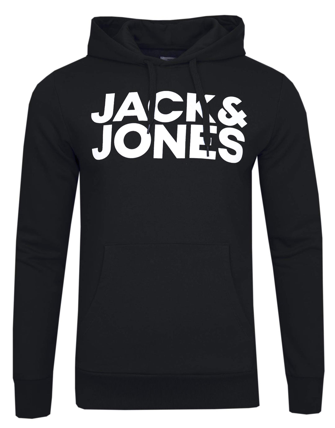 JACK & JONES Hoodie Herren Regular Fit JJEADRIAN Kapuzenpullover Pullover Sweater Print Schwarz Grau