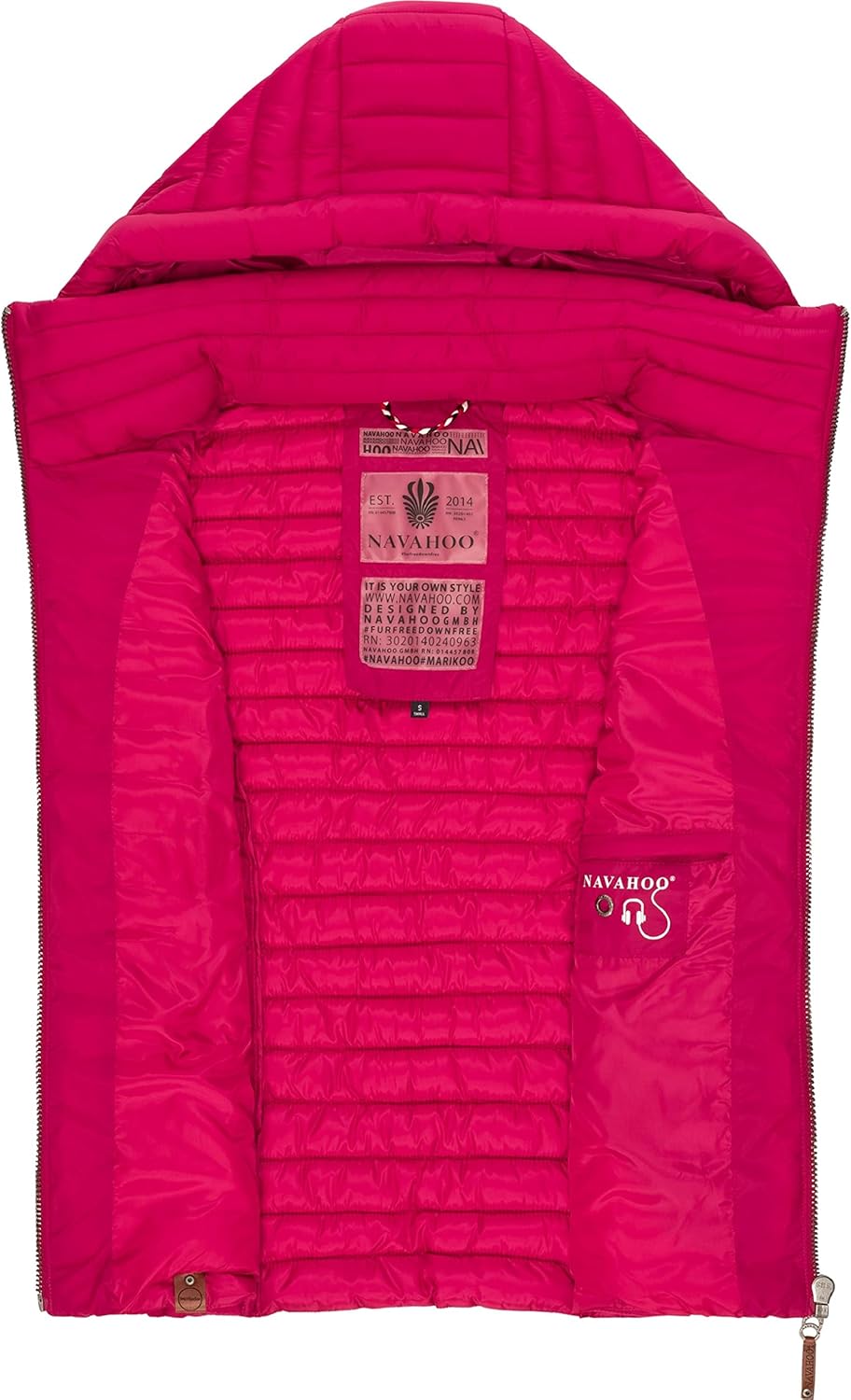 Navahoo Damen Übergangsjacke leichte Steppweste mit Abnehmbarer Kapuze Shadaa XS-3XL XS Fuchsia, XS