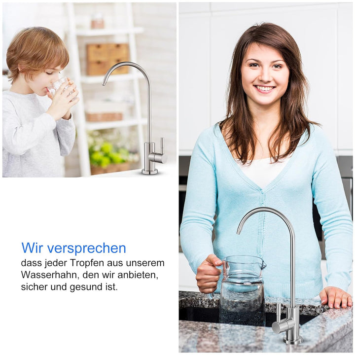 SUS304 Edelstahl Trinkwasserhahn, 100% bleifreier Umkehrosmose-Wasserhahn, Geeignet Küchenarmateur f