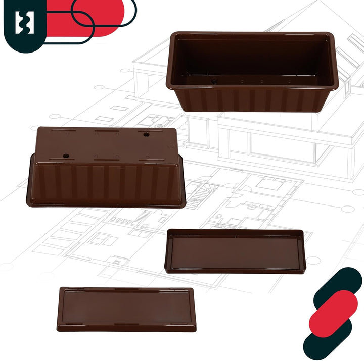KOTARBAU® 4er Set Blumenkasten - Blumentopf für Balkon - 40 x 18 x 14 cm - Braun - Balkonkasten Balk