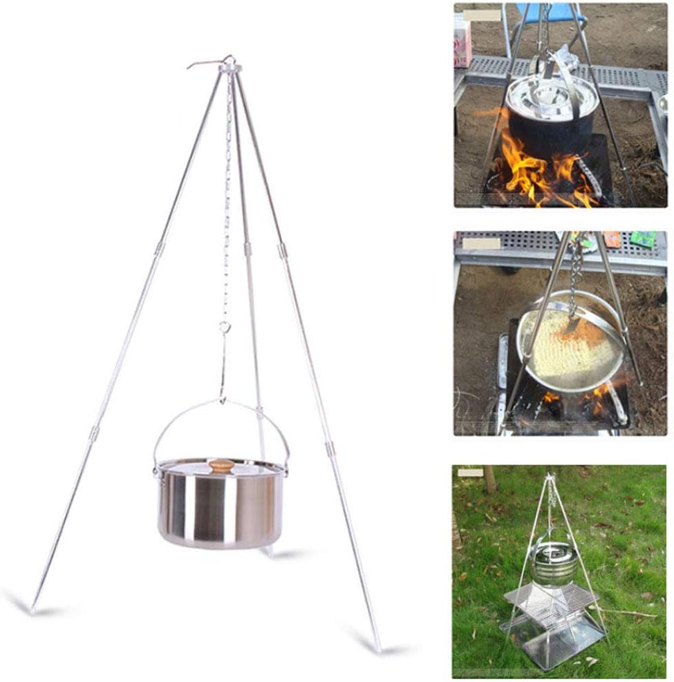 BBQ Dreibein Gestell BBQ Dreibeingestell Draussen Grill Gitter Rostfrei Stahl Camping Stativ Planke