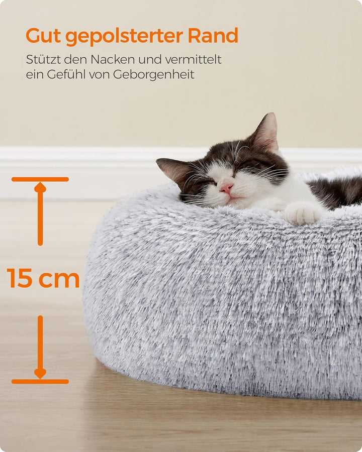 Feandrea Hundebett flauschig, Katzenbett, Donut Kissen, waschbar, Polsterung in der Mitte herausnehm