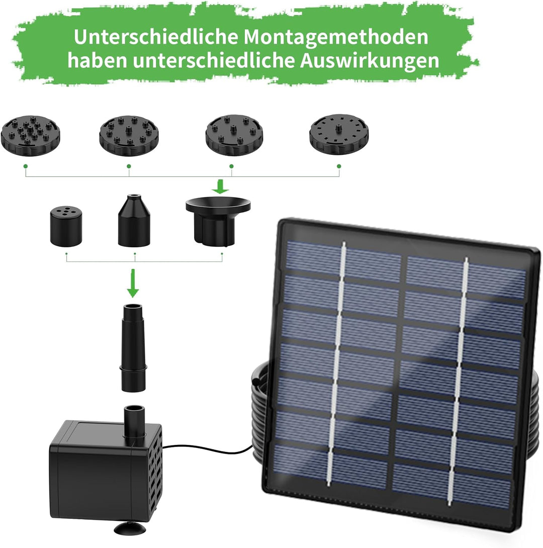 AISITIN Solar Springbrunnen für Aussen, Upgrade DIY Solarbrunnen Solarwasserbrunnen, Solar Teichpump
