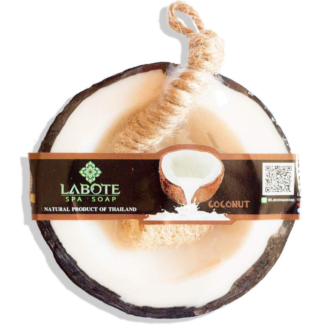 LABOTE Handgemachte thailändische Bio Naturseife Kokosnuss mit typischem Duft, 5 Stück, Kokosnuss