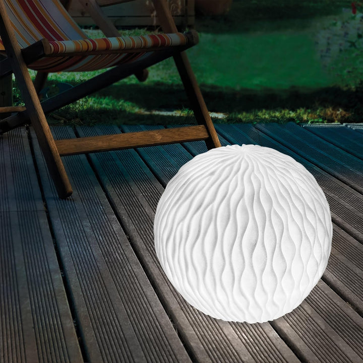 Beleuchtete Solarkugel WaveBall in Sandstein Optik - Durchmesser 25 cm - Lichtfarbe warmweiss und ka