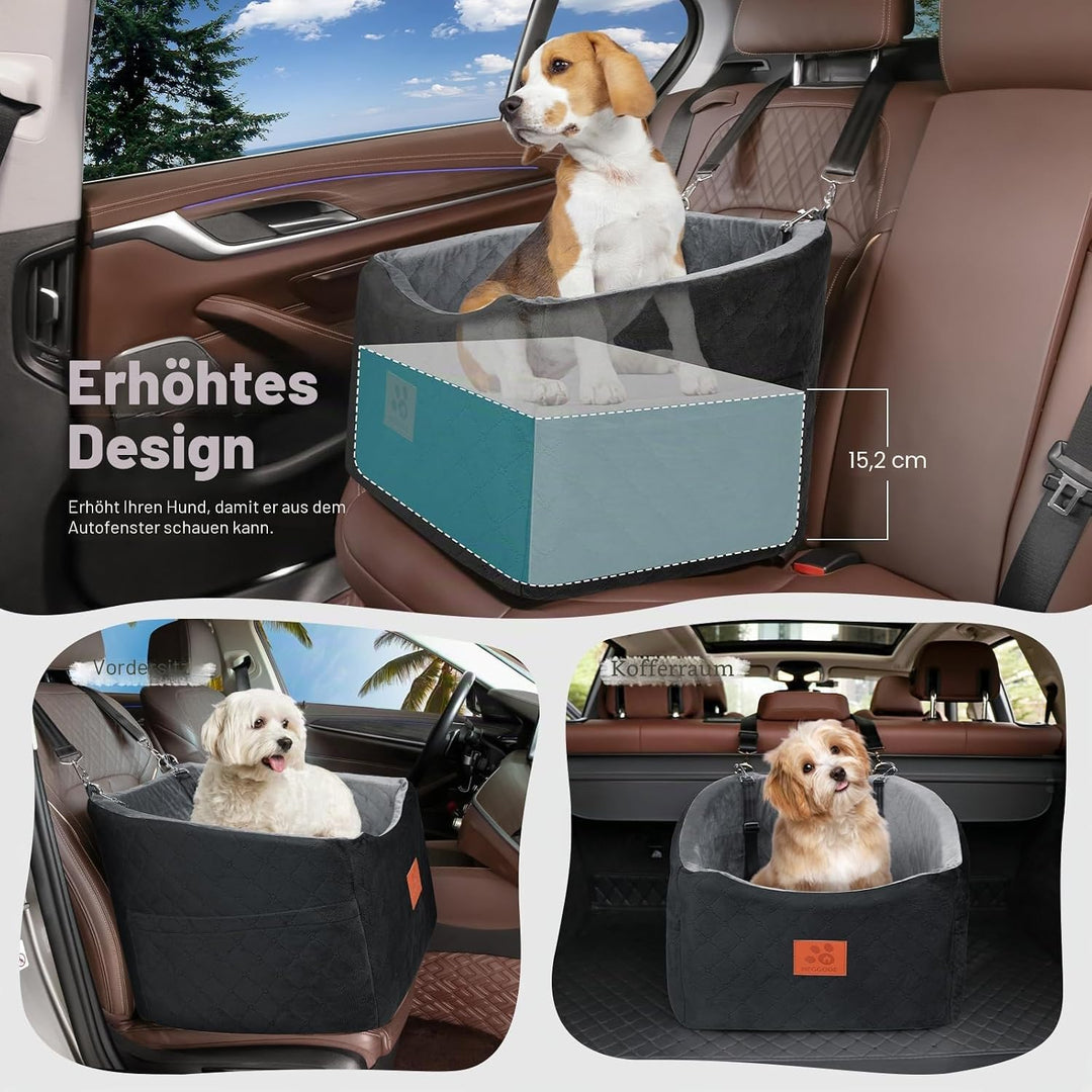 Hunde Autositz für Kleine/Mittlere Hunde, Memory-Schaum Erhöhter Hundesitz Auto, Abnehmbar & Waschba