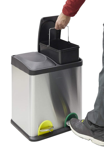 Arregui Step Bin CR705-30L Pedal Abfalleimer/Mülleimer aus Edelstahl, Mülltrennsystem mit 2 entnehmb