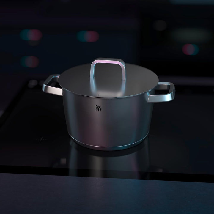 WMF Iconic Topfset Induktion 2-teilig, Kochtopf Set mit Metalldeckel, Cromargan Edelstahl poliert, I