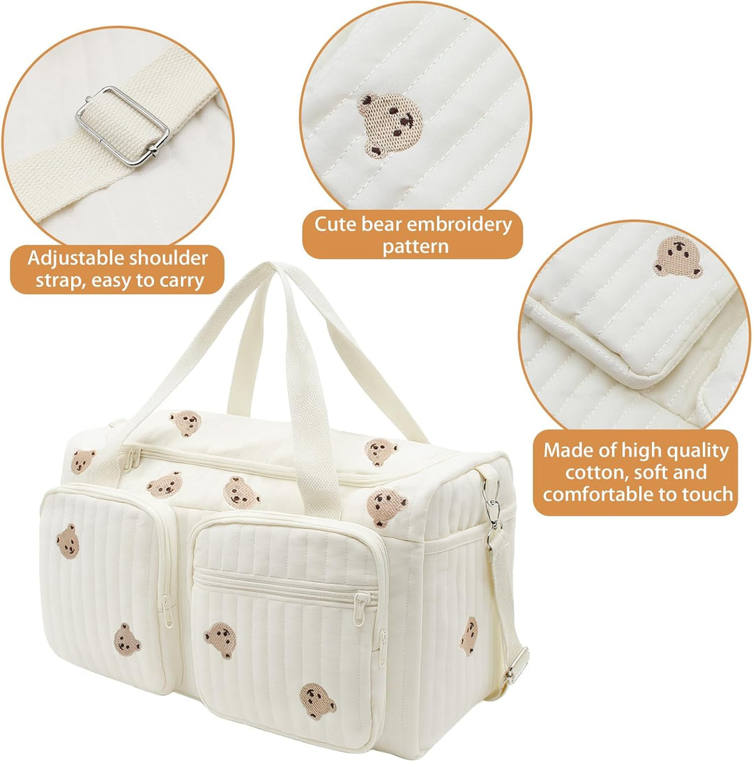 Grosse Wickeltaschen Kliniktasche Geburt 48 × 22 × 26 cm, Baby Wickeltasche, Mommy Bag aus Baumwolle