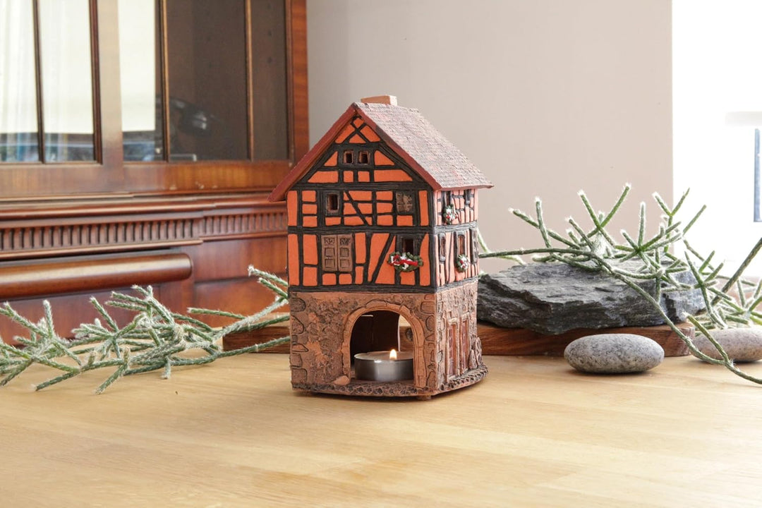 Midene Keramik Aroma Lichthaus, Handarbeit, Künstlerisches Miniatur, Historisches Altes Haus in Riqu