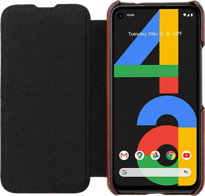 STILGUT Book Case kompatibel mit Google Pixel 4a 4G Hülle aus Leder zum Klappen, Klapphülle, Handyhü