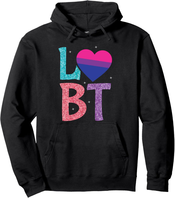 Bisexual LGBT-Q Cute Heart Pride Flag Ally Pullover Hoodie