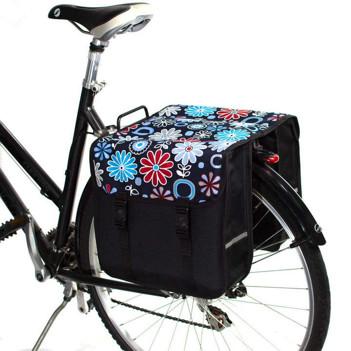 BikyBag Classic - Fahrrad Doppelpacktaschen für Fahrradheckträger (Gänseblümchen-Blumen) Einheitsgrö