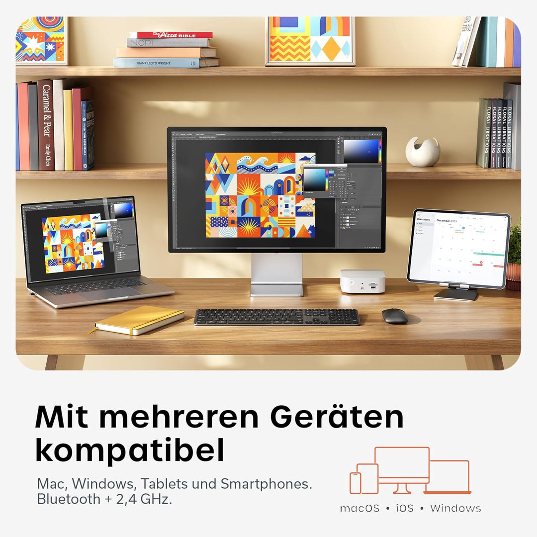 SATECHI Kabelloses Tastatur- & Maus-Set Slim CEX3, Bluetooth Multi-Geräte, USB-C-Empfänger, 𝗨𝗦-𝗘𝗡𝗚𝗟𝗜