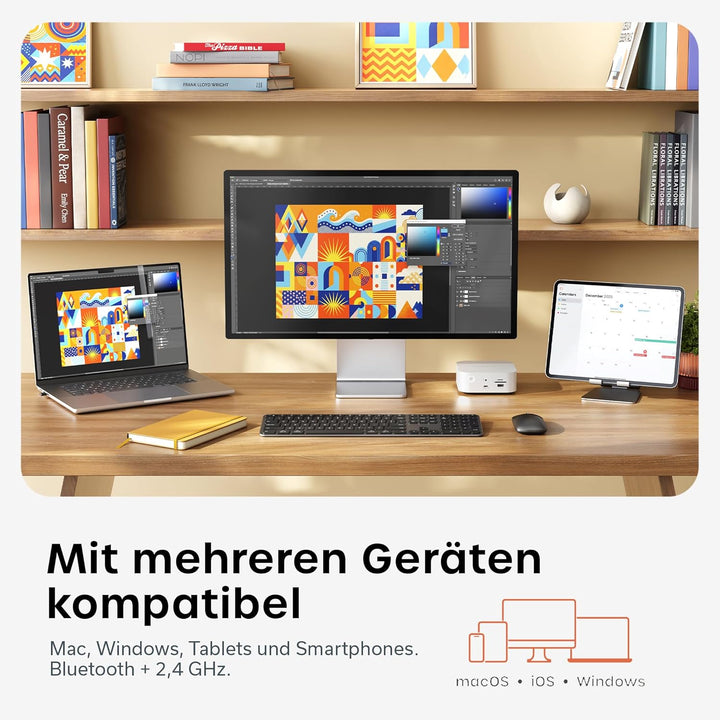 SATECHI Kabelloses Tastatur- & Maus-Set Slim CEX3, Bluetooth Multi-Geräte, USB-C-Empfänger, 𝗨𝗦-𝗘𝗡𝗚𝗟𝗜