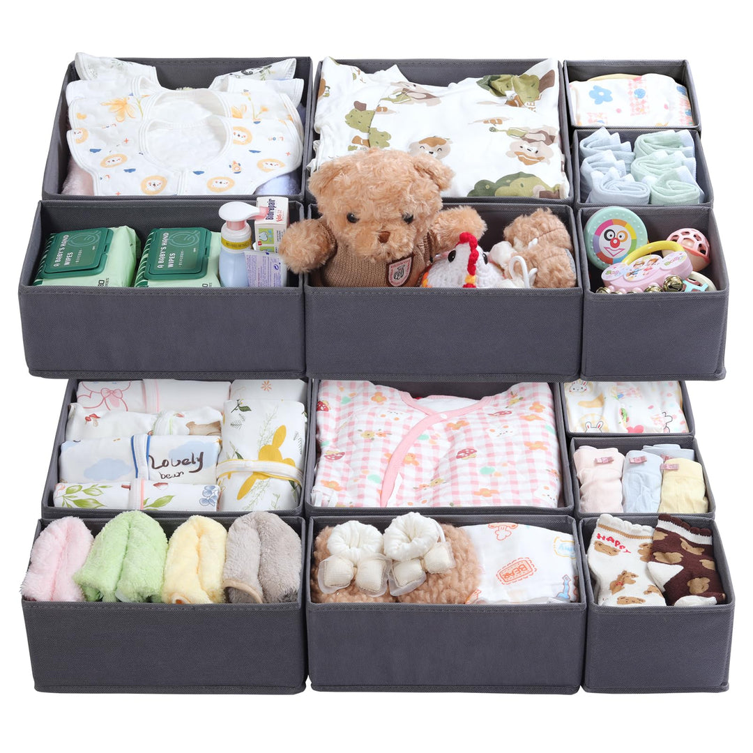 ORLISA 14er Set Schubladen Organizer kompatibel mit MALM andere Kommoden, Faltbare Aufbewahrungsboxe