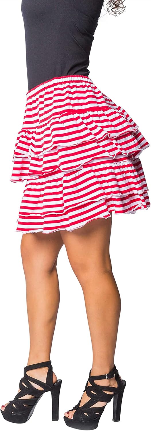 Rock gestreift Damen S-M Rot/Weiss, S-M Rot/Weiss
