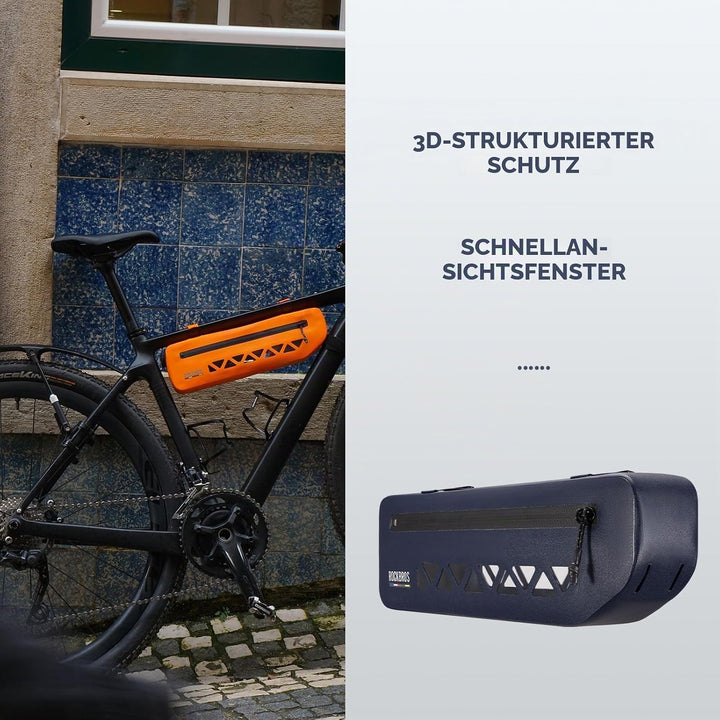 ROCKBROS Road to Sky Fahrrad Rahmentasche Wasserdicht, 1,7L, Dreiecktasche Orange, Orange