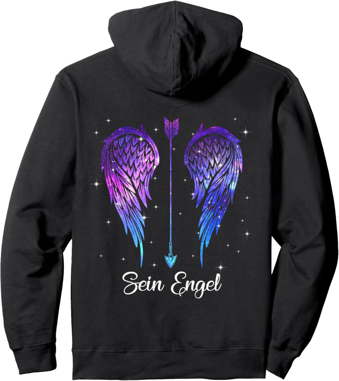 ihr wächter sein engel Her Guardian His Angel Wings Pullover Hoodie