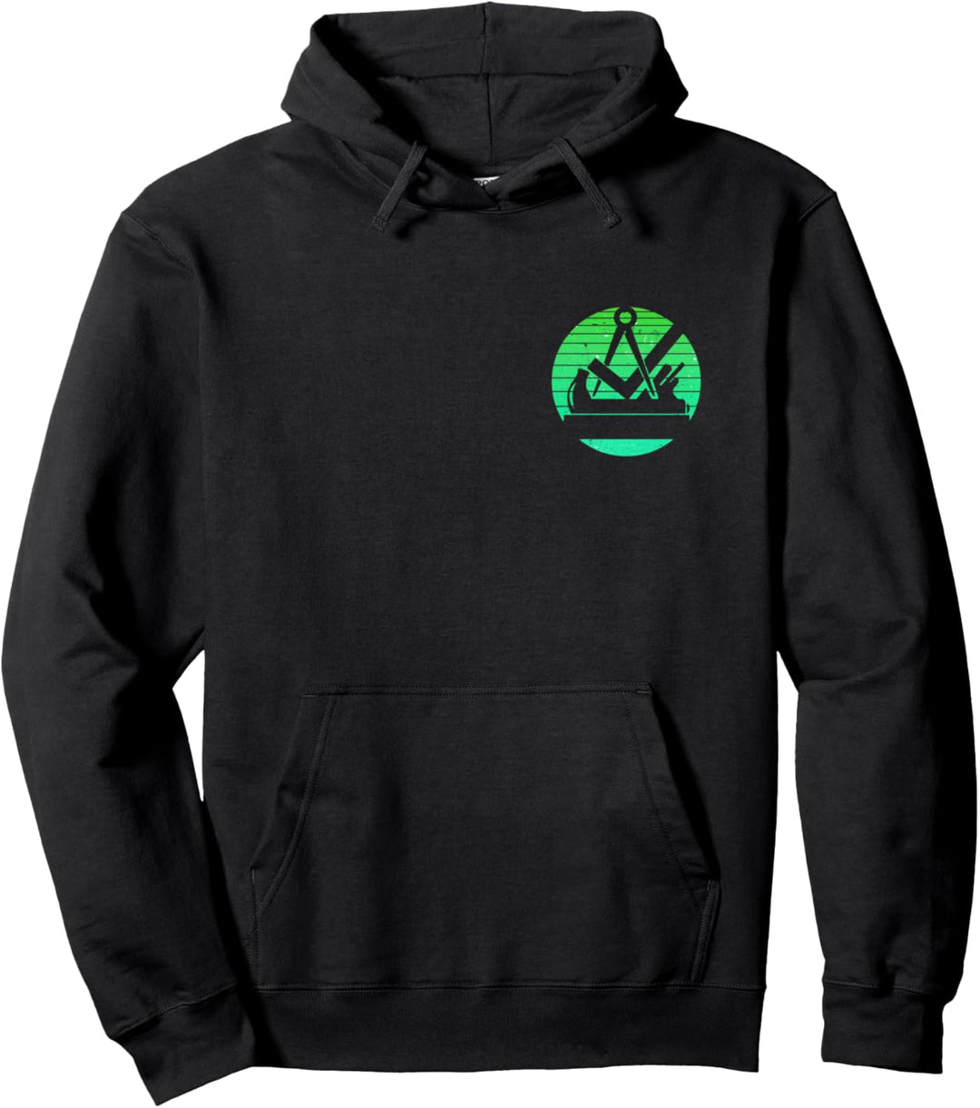Tischler Schreiner Zunftzeichen Retro Stil Grün auf Brust Pullover Hoodie
