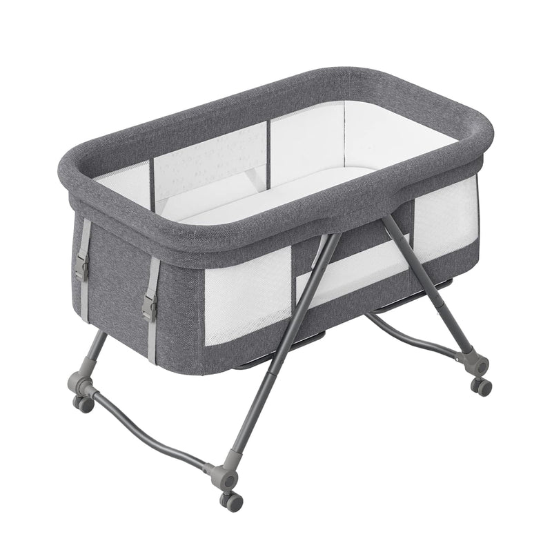 UBRAVOO Faltbares beistellbett Baby, Grab-and-go Baby Bett mit Matratze & Rädern für Neugeborene, Ki