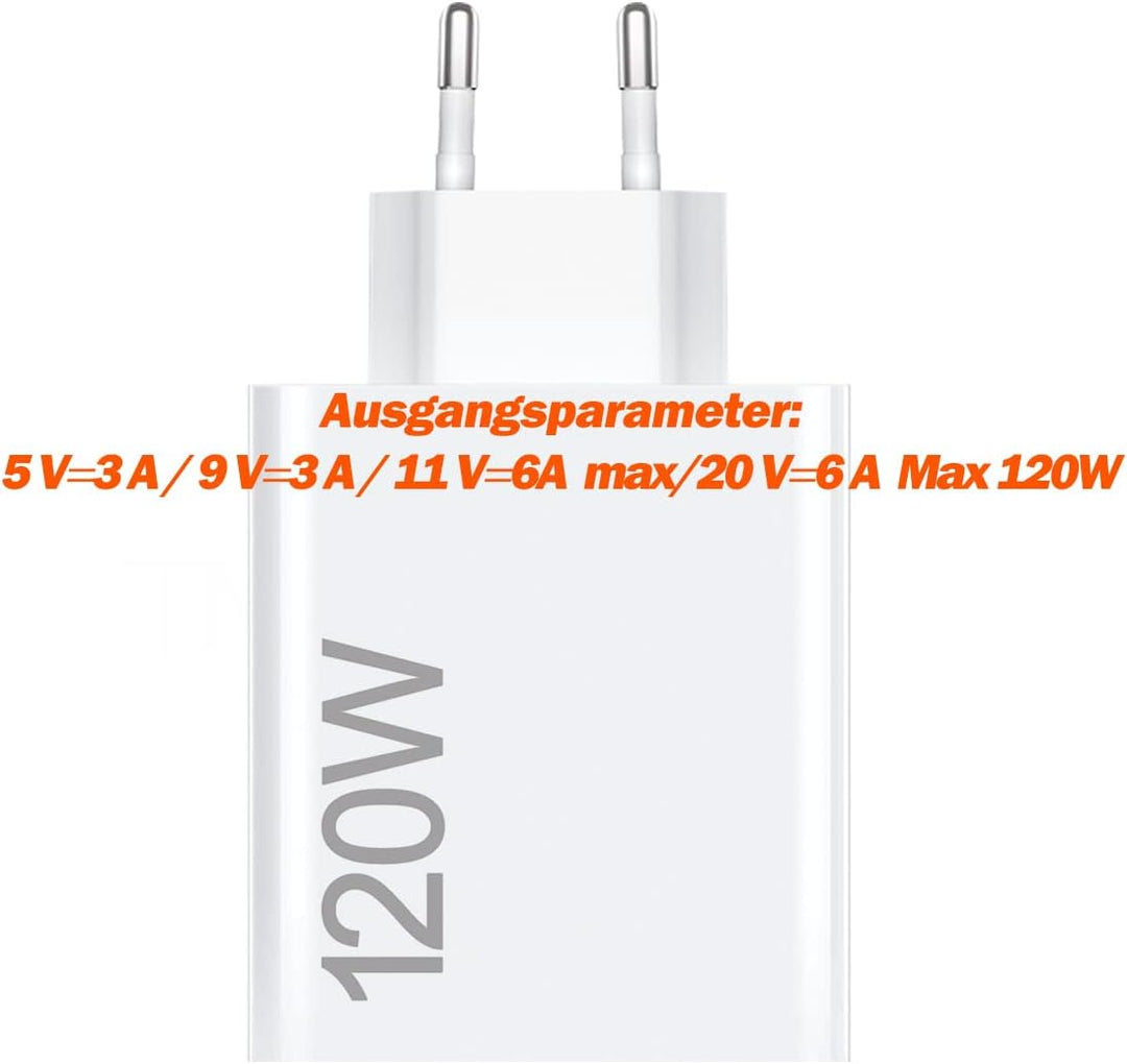 120W TURBOCHARGE Ladegerät USB C Ladekabel Schnellladegerät HyperCharge Netzteil Adapter für Xiaomi