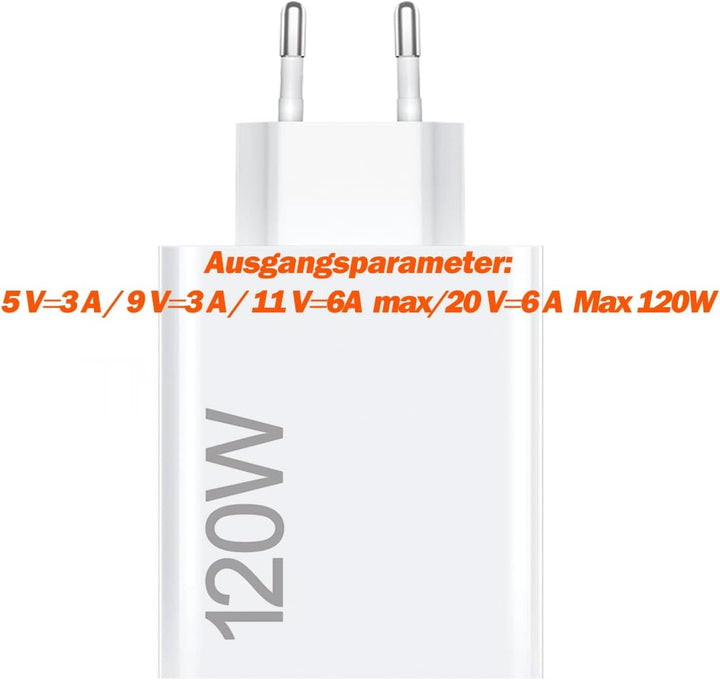 120W TURBOCHARGE Ladegerät USB C Ladekabel Schnellladegerät HyperCharge Netzteil Adapter für Xiaomi