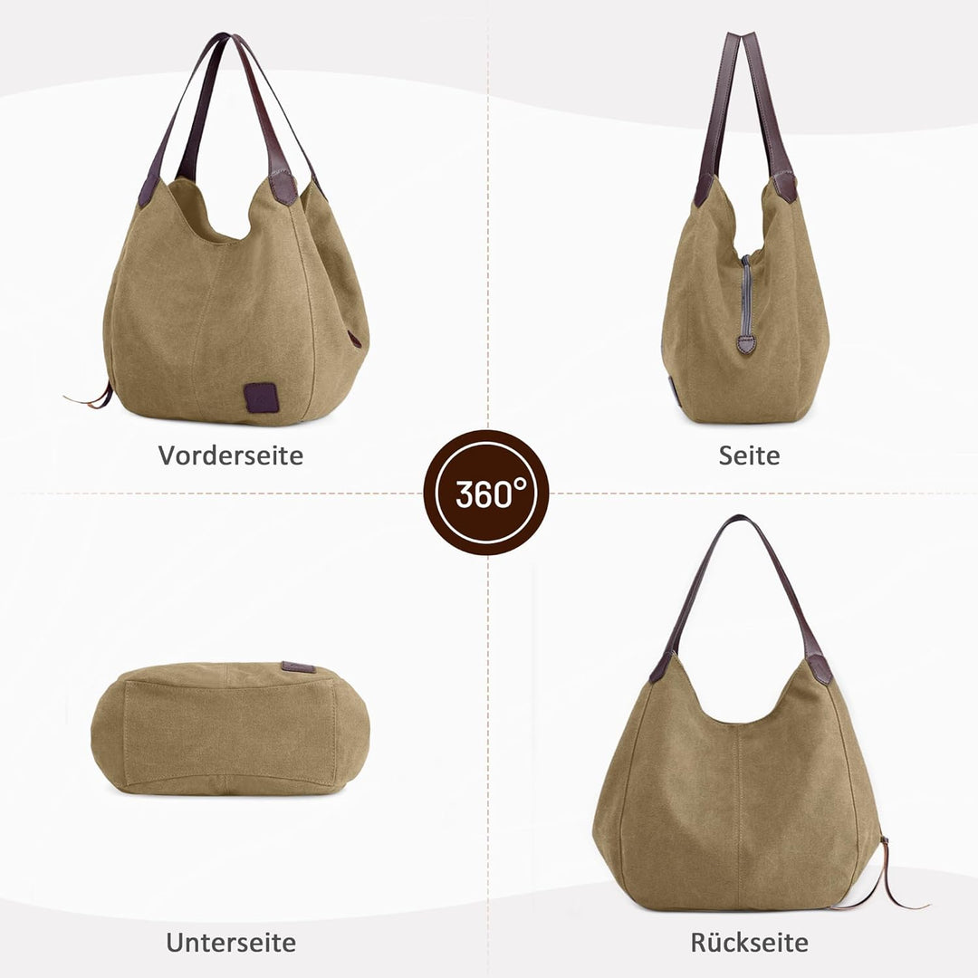 DIRRONA Mode Damen Canvas Handtasche Damen Canvas Schultertasche Canvas Tragetasche Leicht Sanft Han